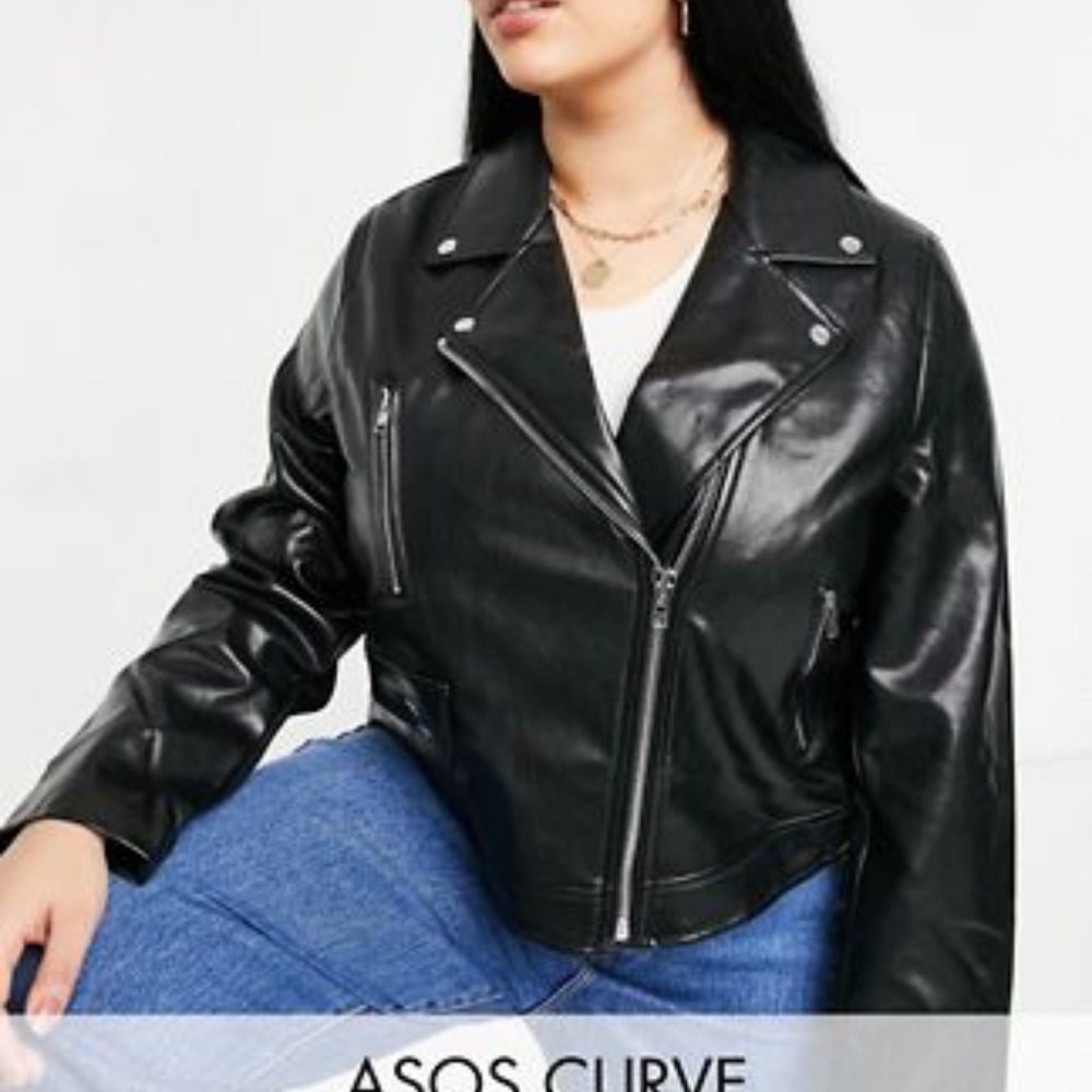 Asos curve faux leather jacket